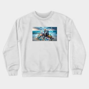 Stitch and the Star Fish on the Beach Crewneck Sweatshirt
